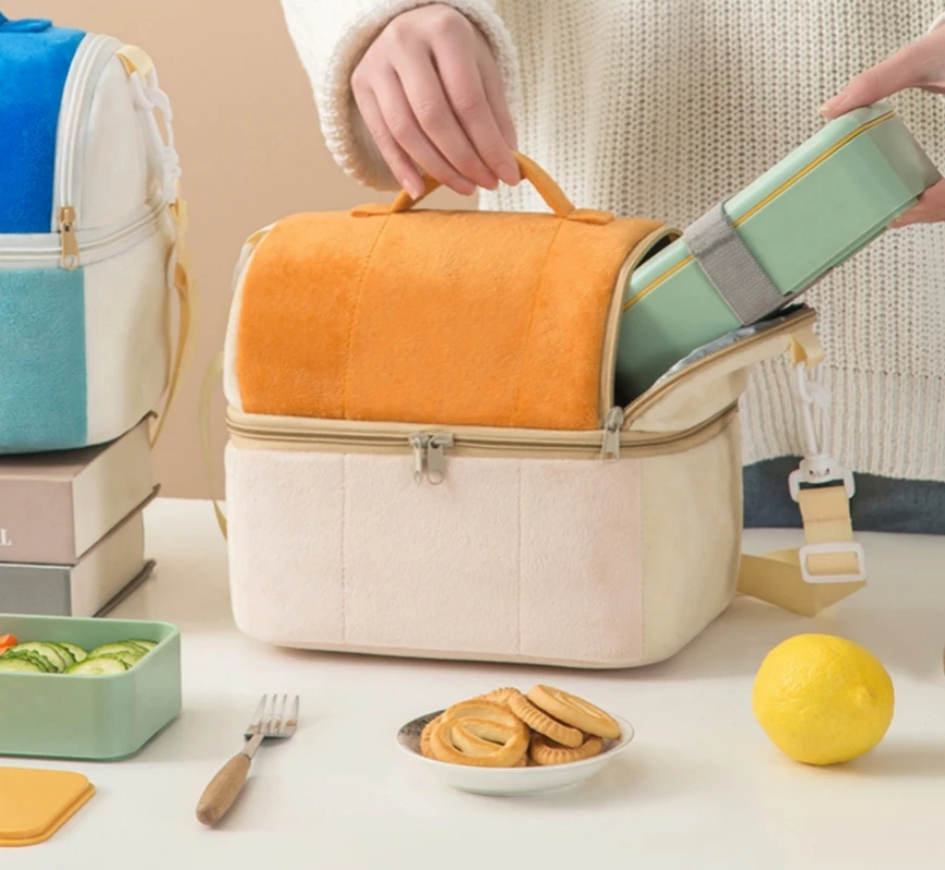 Personalized Bento Bag, Double Layer Thickened Insulation Bag, One Shoulder Convenient Storage Large Capacity Picnic Bag