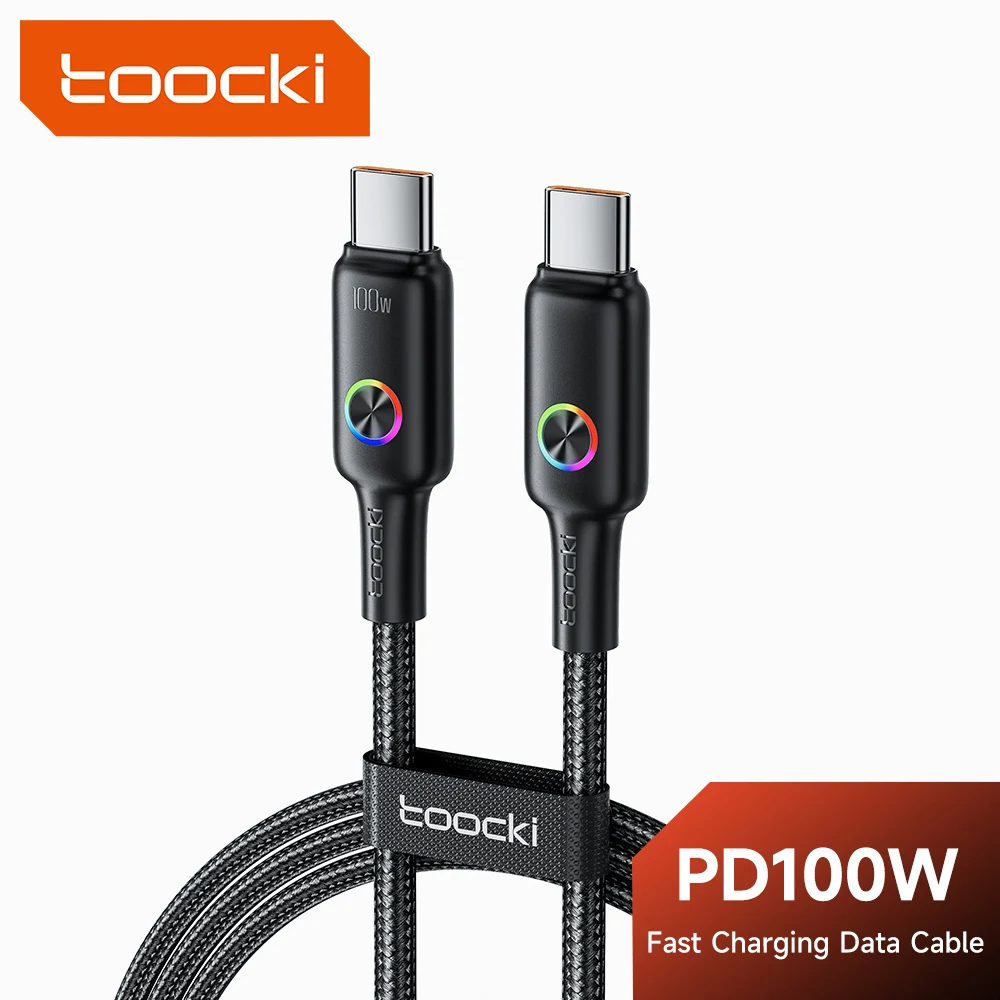 Toocki LED USB C to Type C cable for iPhone 15 Pro Samsung 1/2/3/5 pack TPE 100W fast charging USB C data cable for Oneplus