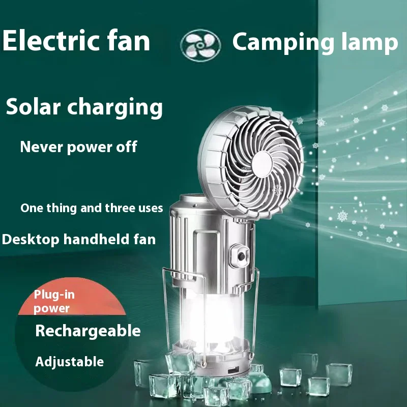 Camping Light Portable Lanterns Camping Lamp Camping Lantern Portable Camping Lanterns Electric Fan 1500mAh LED Solar Power Hanging Tent Rechargeable with Fan