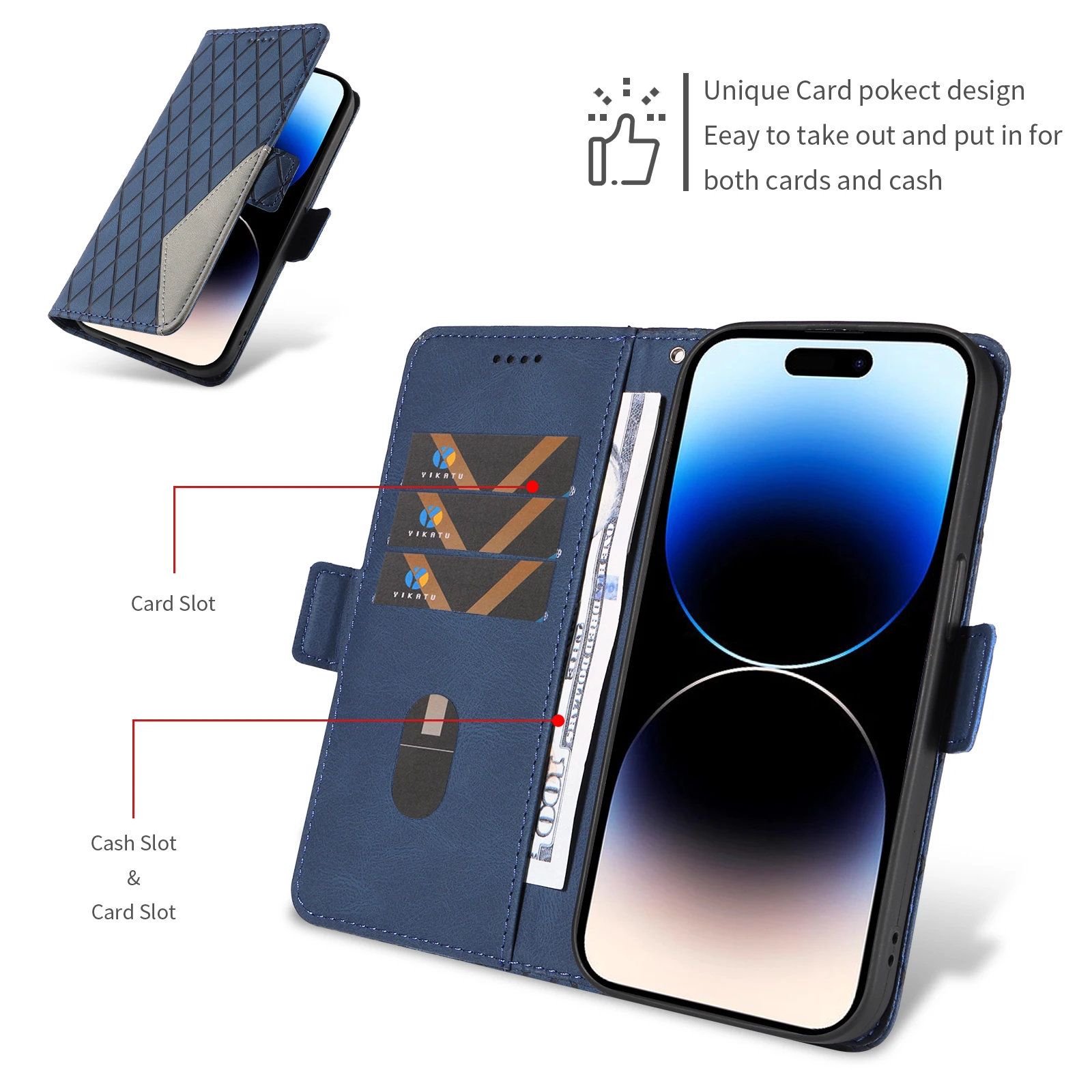 Leather Wallet Phone Case with Card Holder and Kickstand