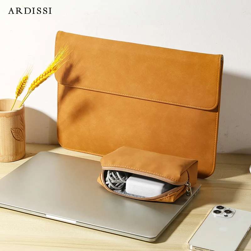 Ardissi-pu Bolsa de Couro para Macbook Mac Book Ipad Air m2 m1 13 14 15 16 Pro 12 Polegada Capa Bolsa Pasta - Imagem 5