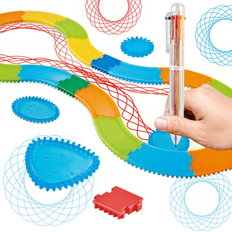Geometry Spirograph Drawing Stencils Set Painting Template Art Crafts Creative Kids Educational Toy Variety of Flowers Ruler 2