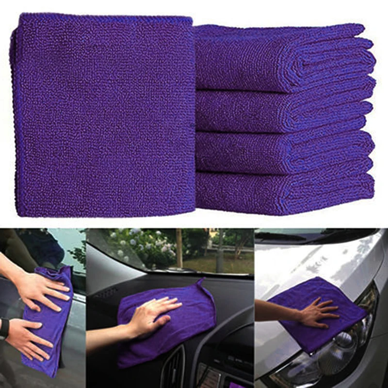 

5pcs Rag Clean Towels Soft Thick Absorbent Wash Cloth Car Auto Care Household Furniture Cleaning Drying Microfiber 25x25cm