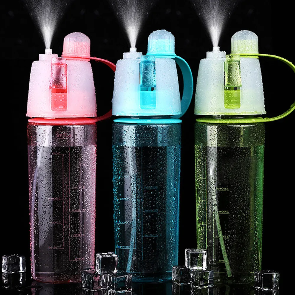 Sports Water Bottle Creative Spray Water Bottle Portable Atomizing Bottles Outdoor Sports Gym Drinking Drinkware Bottles