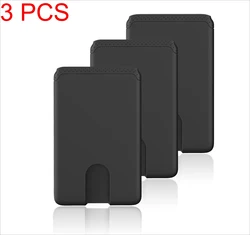 Compact Silicone Phone Wallet with 3M Adhesive - Secure Card Holder (Black 3 PCS)