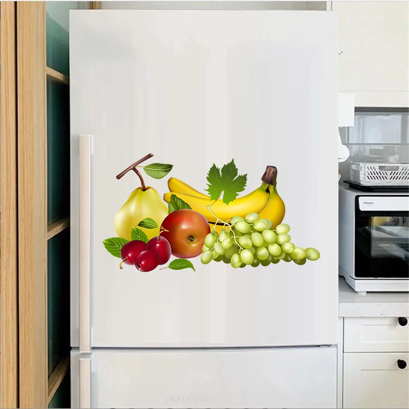 Kitchen Wall Sticker Self Adhesive Stickers Wall Stickers Decorative Tile Stickers T346# Tempting Fresh Vegetables And Fruits Stickers for Kitchen Refrigerator Dining Room