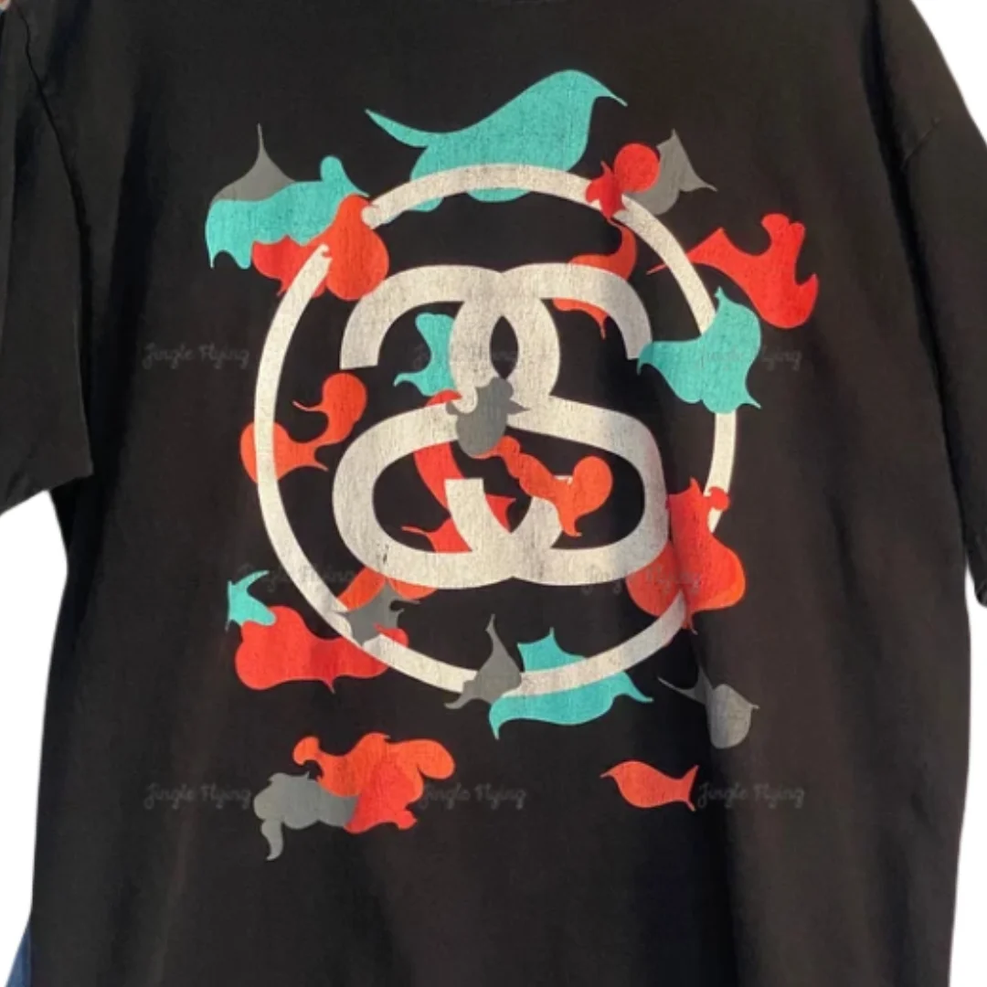 Rare Vintage Stüssy S Birds Graphic Black T-Shirt 80s 90s 2000s