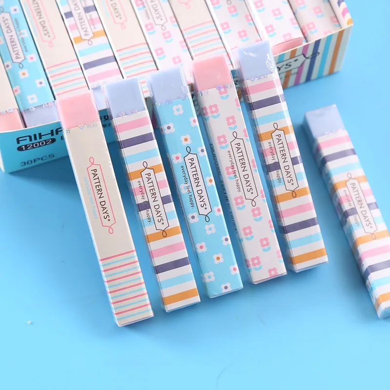 

40Pcs Stationery Supplies Kawaii Cartoon Pencil Erasers for Office School Kids Prize Writing Drawing Student Gift