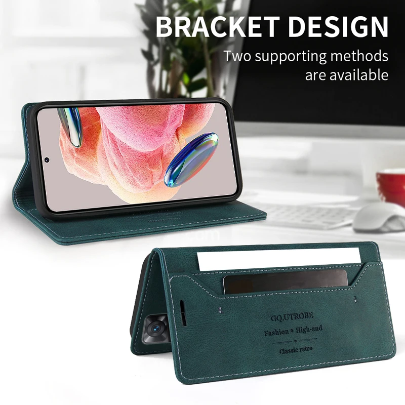 Premium Anti-Theft Leather Wallet Case - Brush Textured Cover