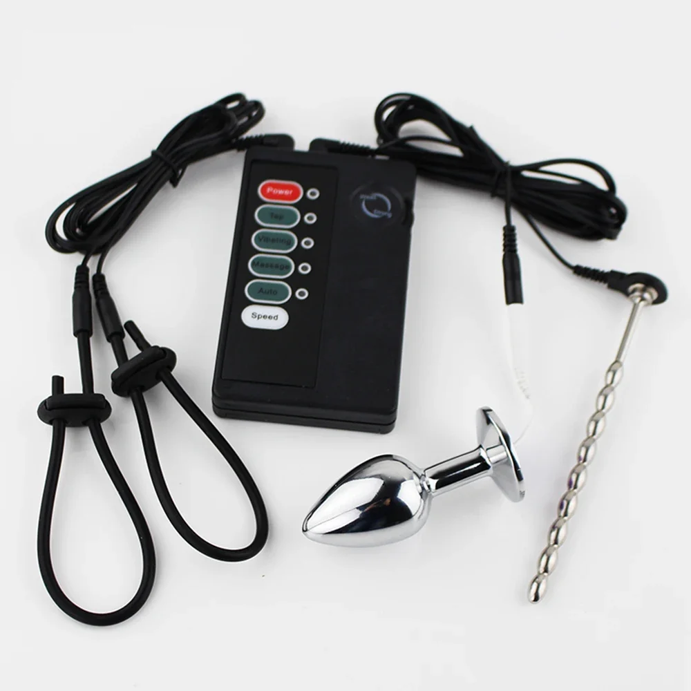 Medical Themed Toys Penis Stimulator Anal Plug & Cock Ring Sex Toys For Men Electrical Climax Electric Shock Set Accessories 18+