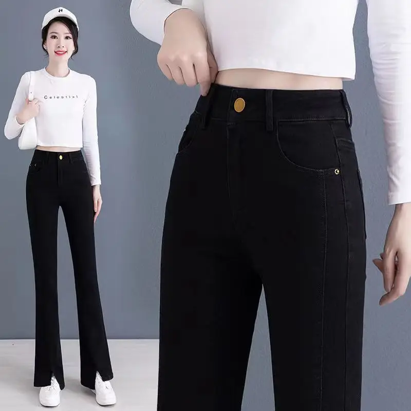 Women's Autumn and Winter New Fashion Elegant High Waist Solid Color Casual Versatile Western Comfortable Youth Popular Pants