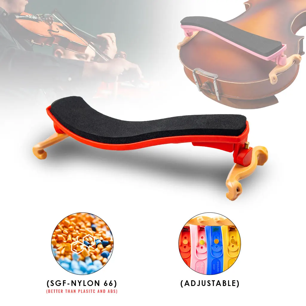 Adjustable Universal Type Nylon Violin Shoulder Rest EVA Padded Sponge For 1/8 & 1/4 1/2 & 3/4 4/4 Fiddle Violin Accessories-Red for fom violin shoulder rest size3 4 4 4 21 8 1 4 1 padded sponge shoulder rest for violin universal adjustable