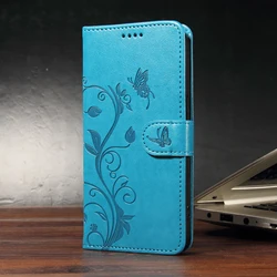 Elegant Magnetic Leather Wallet Case with Butterfly Design - Flip Cover - OPPO A55 5G (BL)