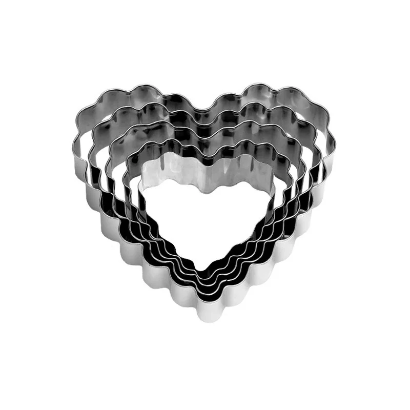 Cookie Cutter Set Stainless Steel Love Heart Shaped Fondant Bread Biscuit Molds Valentines Day Gifts Cake Decor Baking Tools