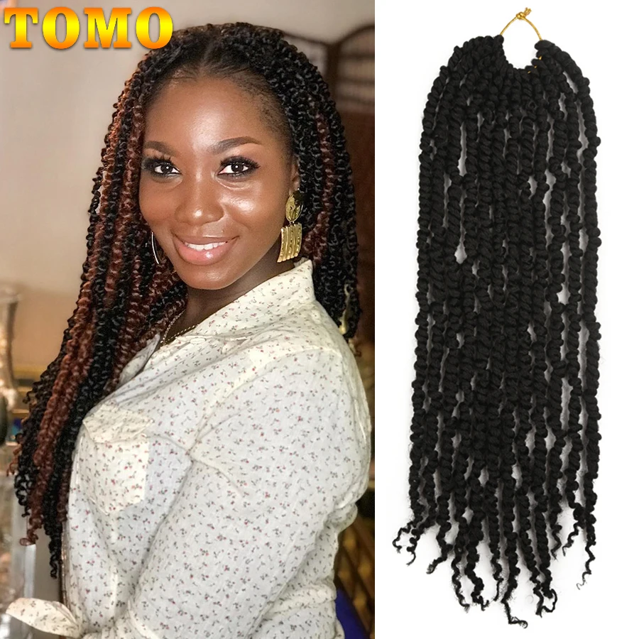TOMOFluffyCrochetBraidsSyntheticSpringTwistsHair12RootOmbre