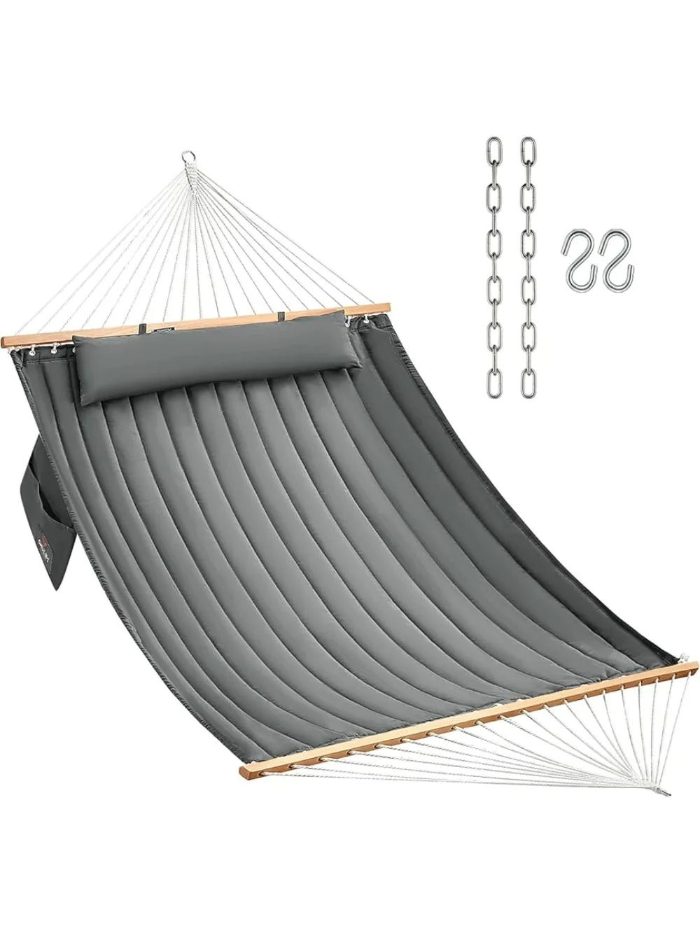 

With Hardwood Spreader Bar and Pillow 450 Lb Capacity Hanging Hammock Chair Double Quilted Fabric Hammock Hammocks Outdoor Swing