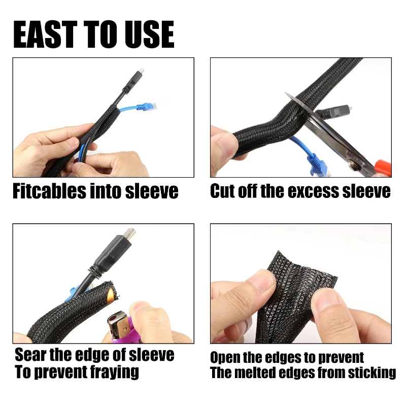 Cord Protector Wire Loom Tubing Cable Sleeve Split Sleeving for USB Cable Power Cord Audio Video Cable TV Computer Home Auto