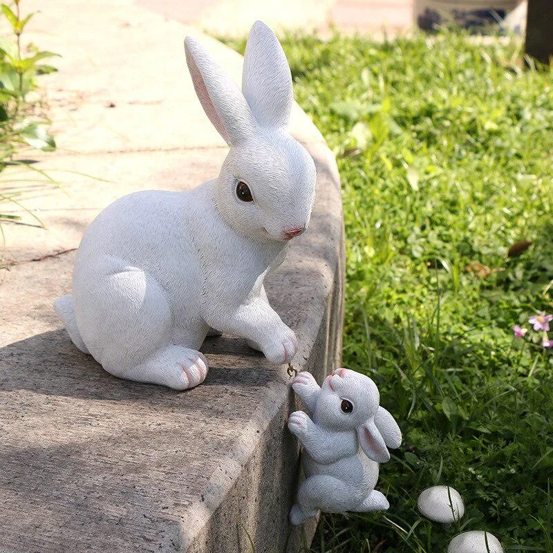 

Garden Statues Rabbit Figurine Ornaments Micro Landscape DIY Decorations Easter Bunnies Statue Patio