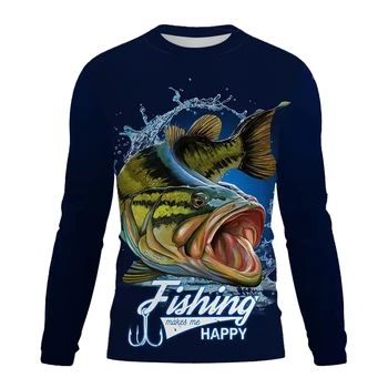 Fishing Shirt Men Summer Outdoor Fishing Clothing Sunscreen Long Sleeve 3D Print Casual Shirts Anti-UV Quick-Dry Fishing Shirts 1