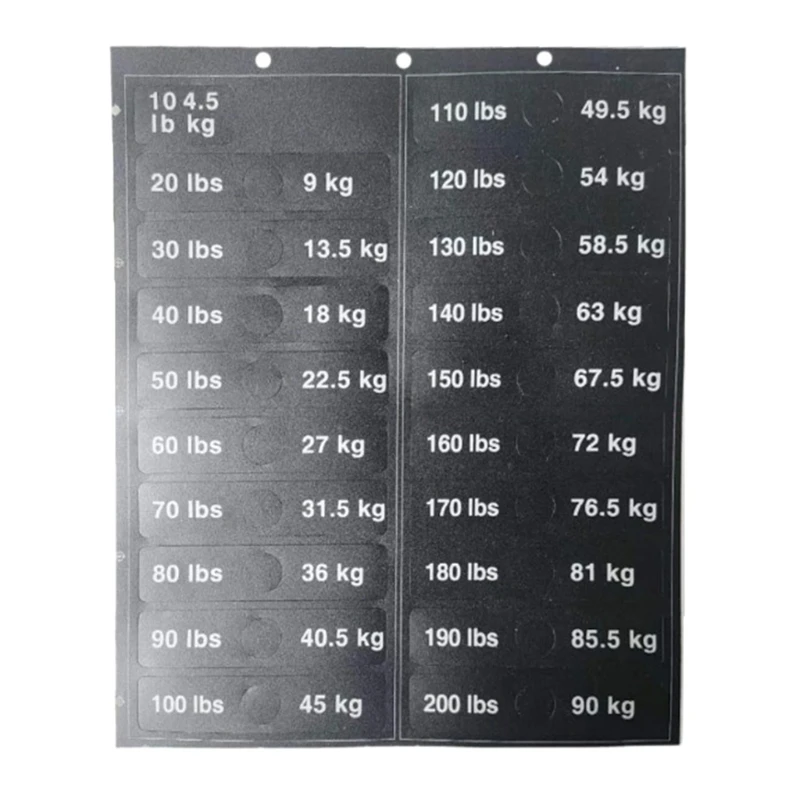 4.5kg to 90kg Weight Block Sticker Weight Stack Labels Weight Sticker Labels for Dumbbells Barbells and Weight Plates F19E 2