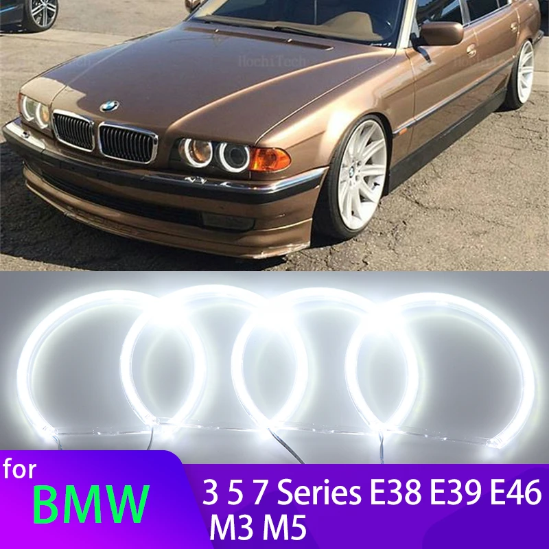White Halo Ring Angel Eyes Smd Led Tuning Anelli Luminosi Per Fari Per Bmw 3 5 7 Series E39 E46 E38 E36 131Mm 146Mm