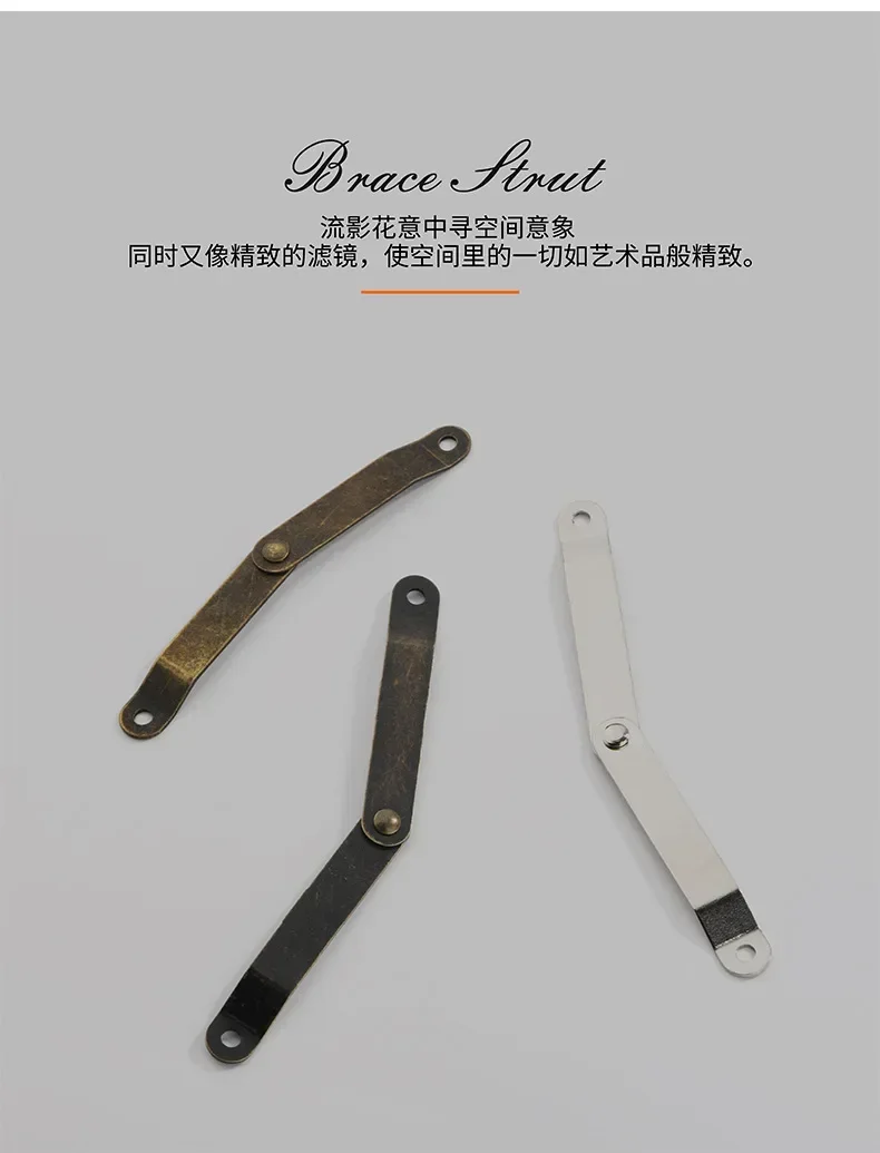 Description Picture 3 of item2PCS Wooden Box Positioning Tripod Antique Lid Folding Support Hinge Gift Jewelry Case Wood Box Corner Movable Hardware Bracket