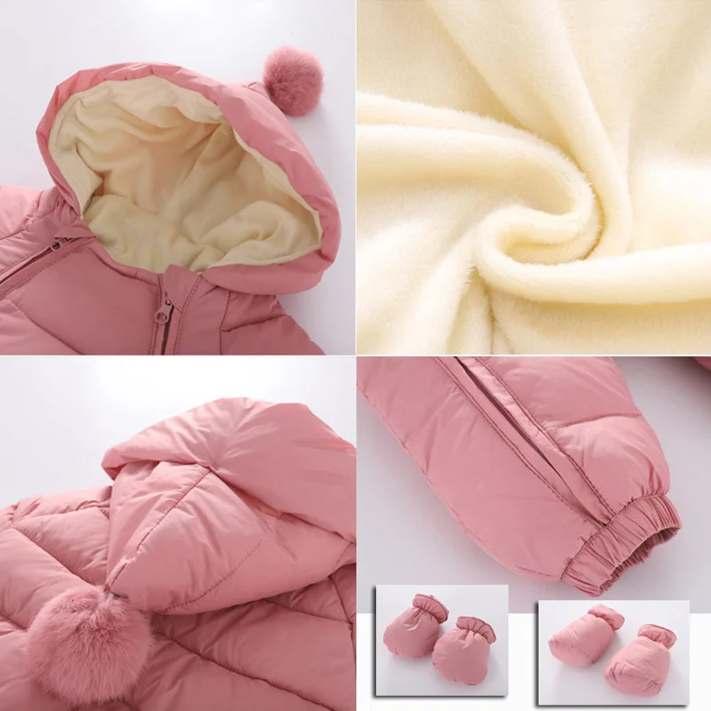 Baby Jumpsuit New born Baby Jumpsuit Hooded Plus Velvet Warm Boys winter clothes Snowsuit Toddler Snow Suit Girl Cotton Overalls Rompers