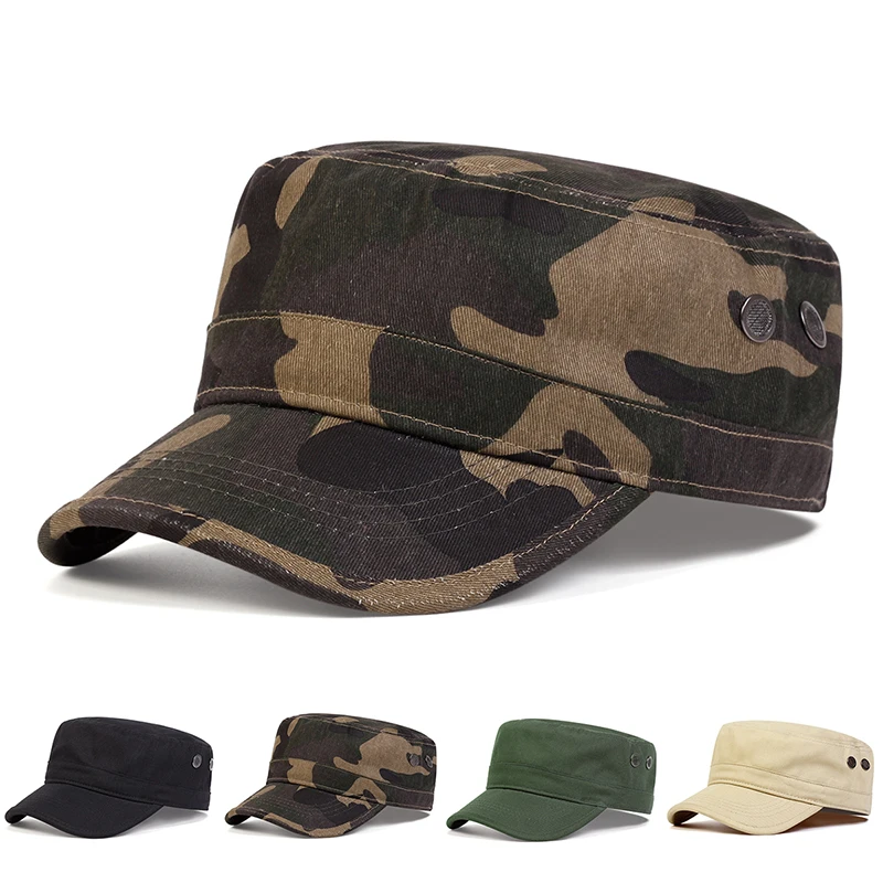 Camouflage Baseball Cap Unisex Flat Top Spring Autumn Sailor Hats Men Captain Military Caps