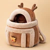 Fashion Autumn Winter Cat Backpack Pet Carrier Warm Soft Sherpa Travel Bubble Bag For Small Cats Christmas Gift Pet Supplies 6