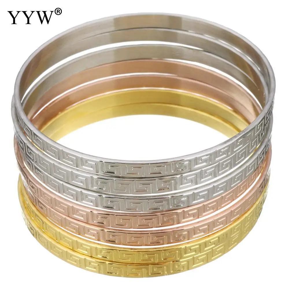 

7pcs/Set Stainless Steel Bangle For Woman Rose Gold Silver Color Party Birthday Jewelry 68mm Luxury Jewelry Wristbands Sets