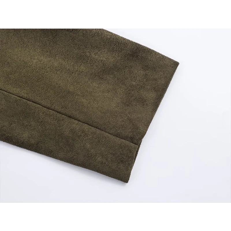 2025 Vintage Women's Faux Suede Blazer Jacket Double-Breasted Blazers Autumn Winter Casual Coat Female Loose New Outerwear