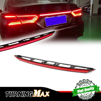 Toyota Camry 8th Gen XV70 Red LED trunk lid trim with rear fog lamp, brake light bar, and sequential flash.