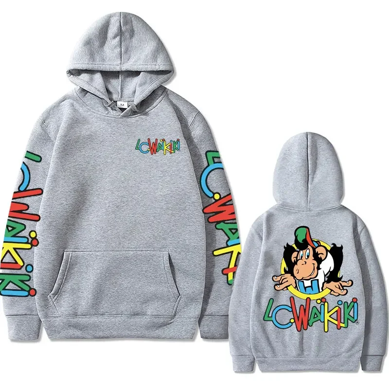 Hot Sale Funny Monkey Graphic Hoodie Lc Waikiki Monkey Double Sided Print Hoodies Brand Clothes Man Fashion Fleece Sweatshirts
