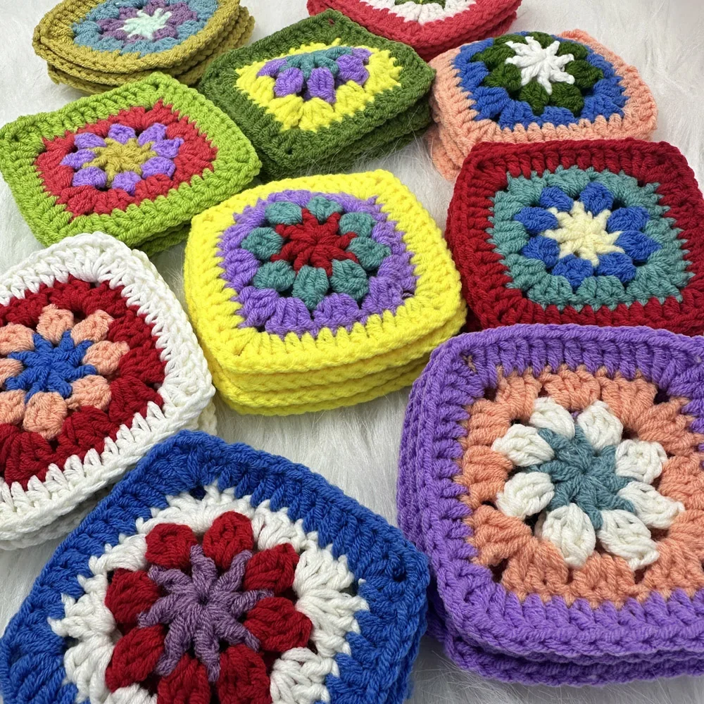 DIY Crochet Doilies Square Table Mats Decoration Handmade Crochet 9cm Clothing patch Clothes Hat Headgear Accessories 40pcs/lot