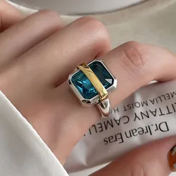 Elegant 925 Sterling Silver Geometric Handmade Ring - Fashion Irregular Design - Resizable (As Picture)