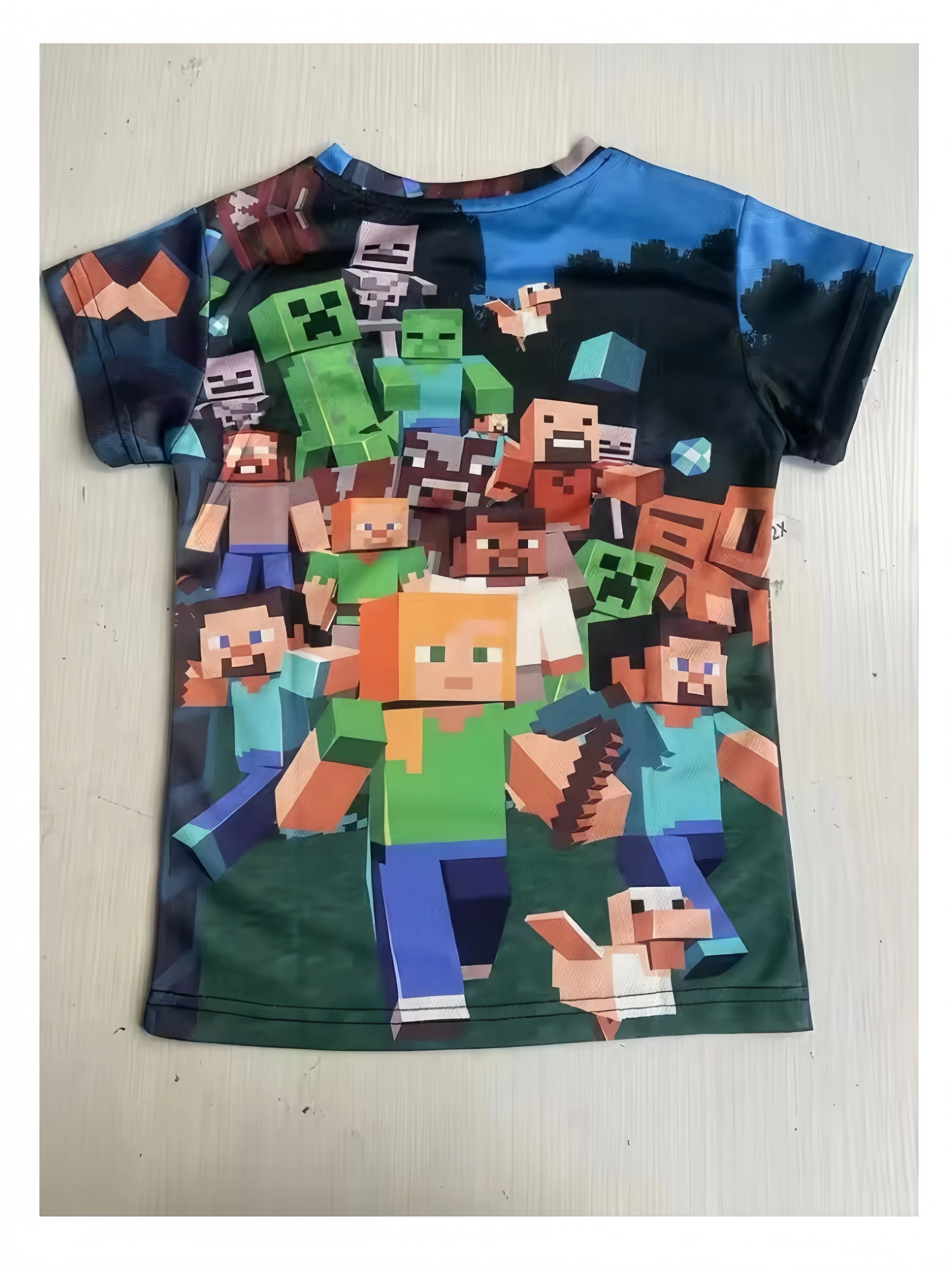 Uniqlo Minecraft 3D Printed Casual Tshirt Summer Cute Boys And Girls Building Block Building Cartoon Tee Popular Top inside out2 4