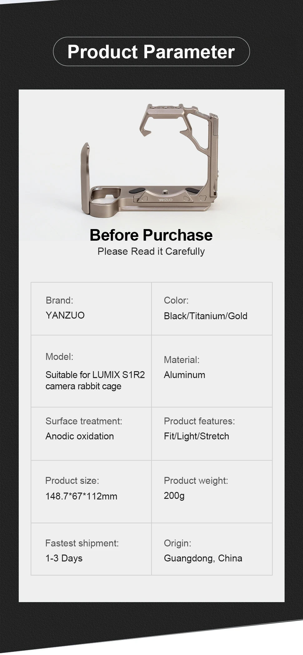 Suitable For Panasonic S1R2 Camera Rabbit Cage Lumix S1M2 Rabbit Cage Metal Came