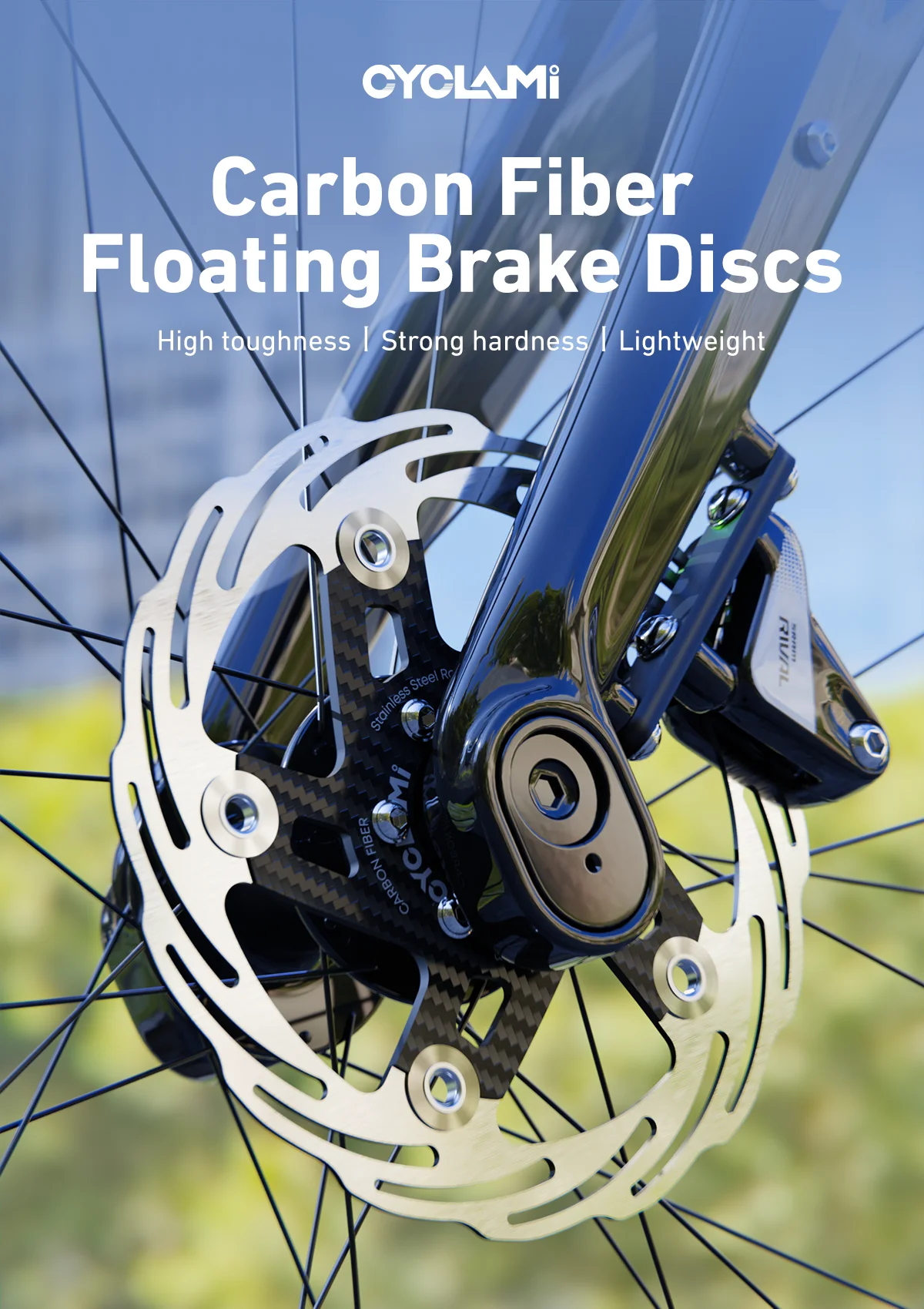 Description Picture 2 of itemCYCLAMI Bicycle Disc Brake 160/180mm Bike Floating Rotors Carbon Fiber 6 Holes Ultra-light Road MTB Bike Brake