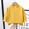 1pcs Spring Autumn Children's T-Shirts Baby Solid Color Warm Top Kid Half High Collar Long Sleeve Base Shirt Boys Girls Tshirts 3