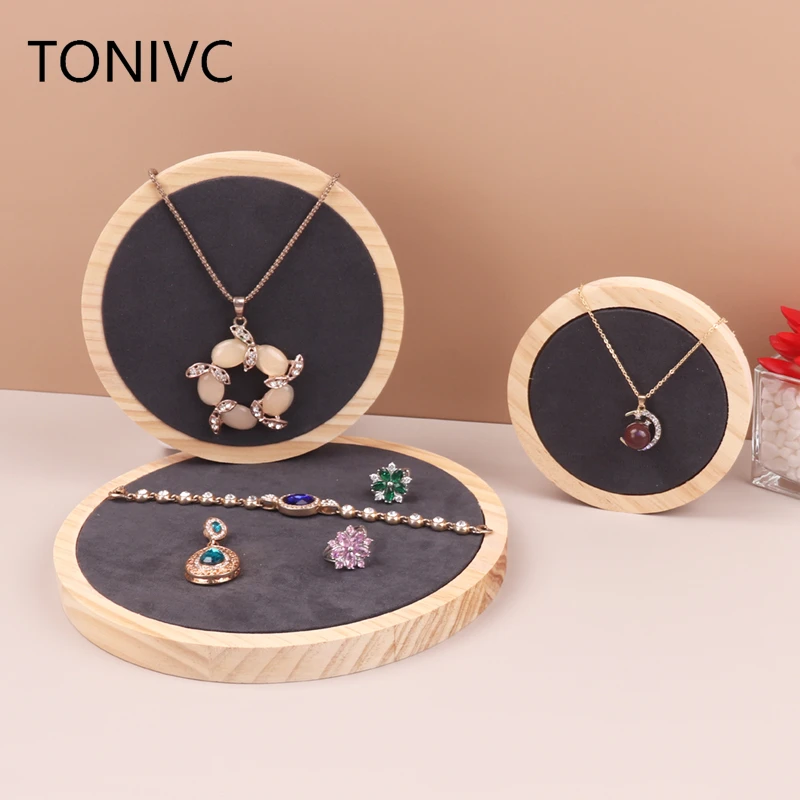 Round Wooden Stool In Stock Jewelry Display Props Creative Jewelry Display Rack Three Piece Set