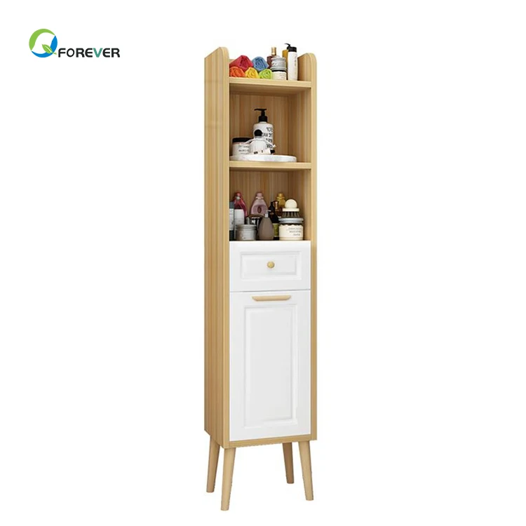 Simple Space-Saving Corner Cabinet Floor-Standing Bathroom Storage With Door And Drawer