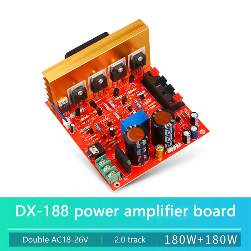 

Power Amplifier Audio Board 180W+180W 2.0 Channel FET Speaker Amplifier Sound Preamplifier Dual AC18V-26V With Fan