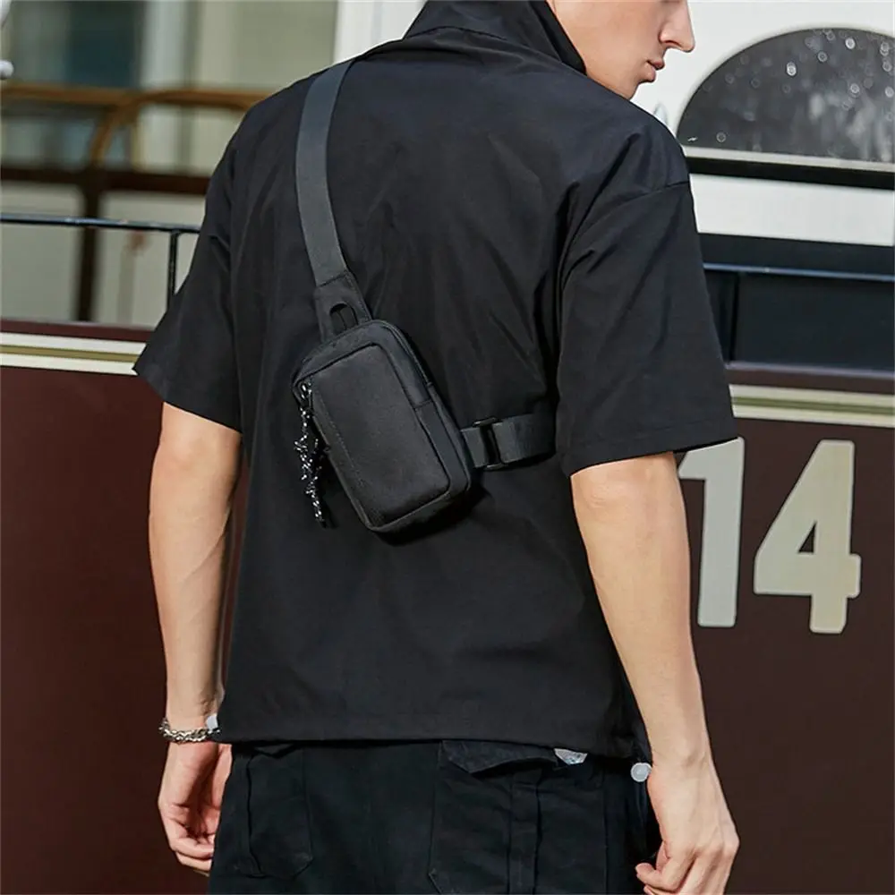 Men's Black Oxford Crossbody Travel Bag - Small Shoulder Chest Bag
