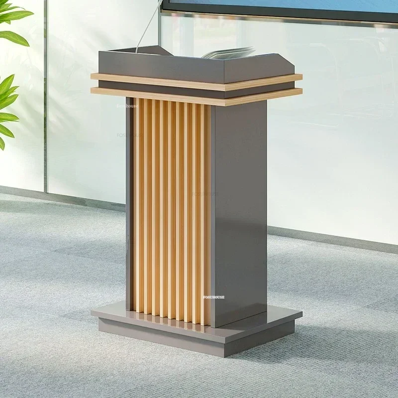 Nordic Wooden Small Reception Desks for Front Desk Church Pulpit Welcome Desk Creative Restaurant Shopping Guide with Wheel