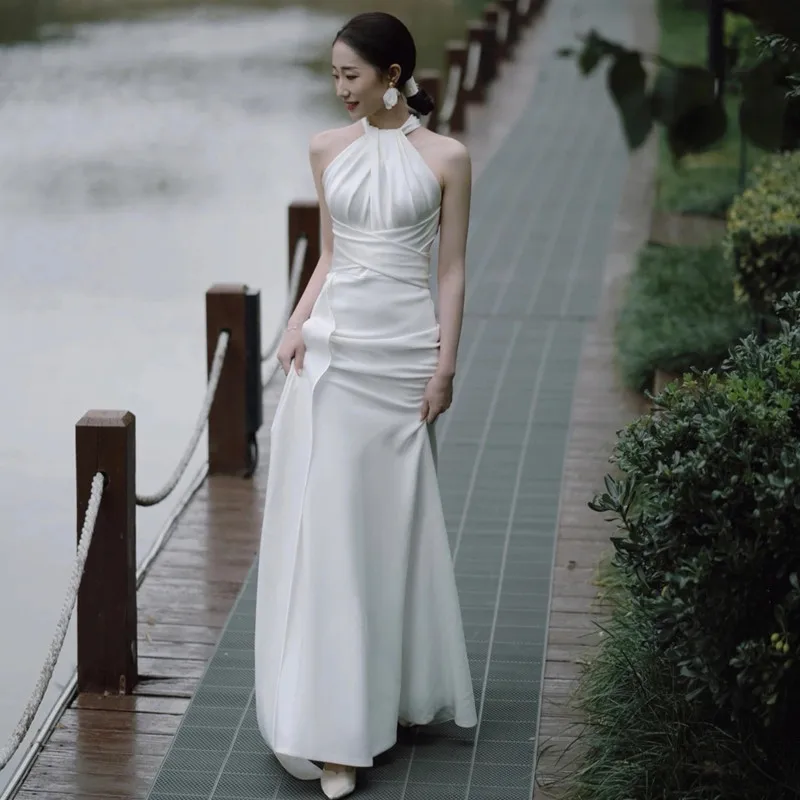 

Harajpee Light Wedding Dress 2024 New Forest Bride Simple Tail French White Slim Fish Tail Welcome Dresses Spring Vestido