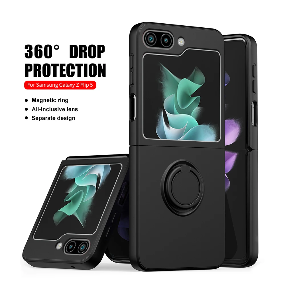 Per Samsung Galaxy Z Flip5 Case Liquid Car Magnetic Ring Stand Fundas Samsang Zflip5 Zflip 5 Flip 5 5G Cover Con Cordino