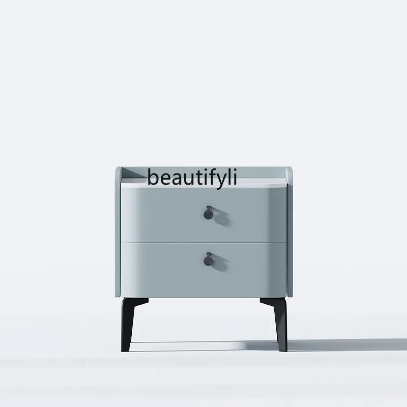 

Solid Wood Bedside Storage Cabinet Simple Modern Light Luxury Bedroom Snow Mountain Slate Bedside Table drawer furniture