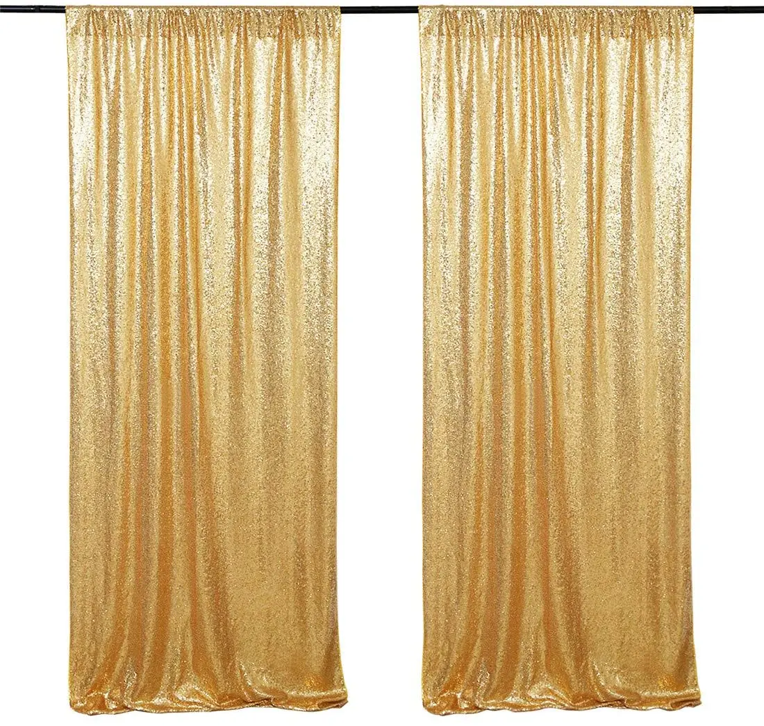 Gold Shimmer Sequin Wall Panel Backdrop | Backdrop Curtains Gold Sequins -  2pcs - Aliexpress