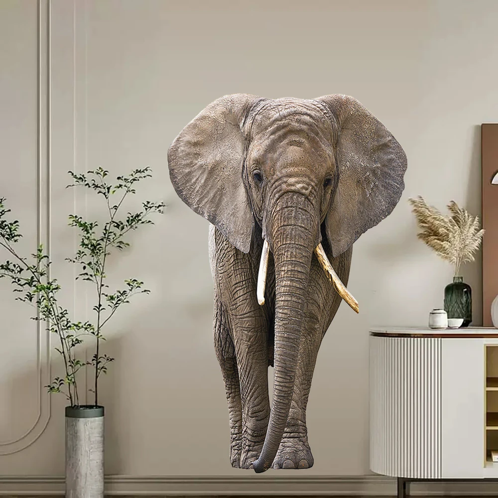 3D Animal Elephant Tiger Leopard Lion Wall Decal Children's Baby Room Self adhesive Waterproof Wallpaper Living Room Wall Decal wall stickers,wall sticker
