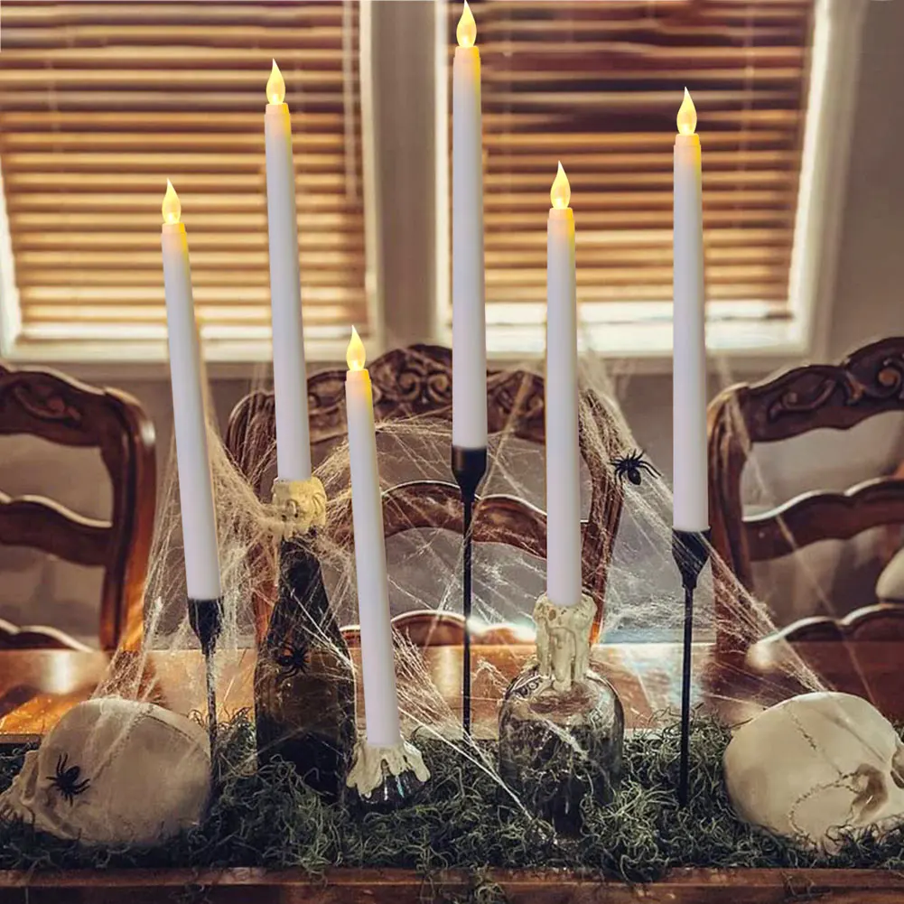 Flameless Pointed Candle Light Long Christmas LED Candle Battery Powered Decorative Church Flickering Candle Light for Event